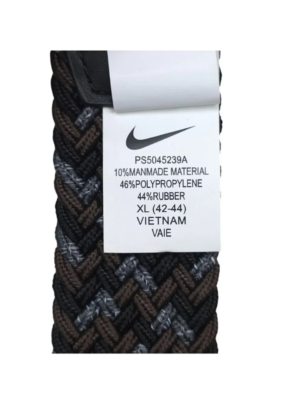 Nike Braided Woven Stretch Golf Belt XL 42-44 Metal Buckle Brown/Black/Gray
